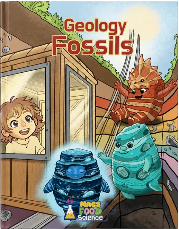 Food & Science workbook cover.Geology Fossils